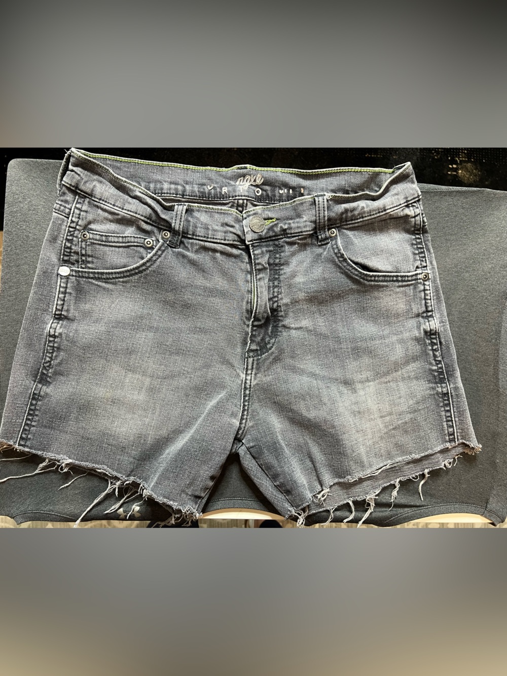 Wrangler Gray Denim Shorts with Leather Logo Patch